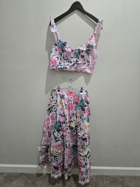 Floral Pink Tiered Maxi Skirt - Women's Pink Floral Print